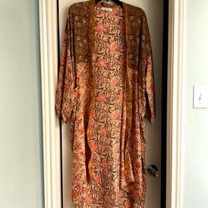 12th tribe multi color print silky kimono